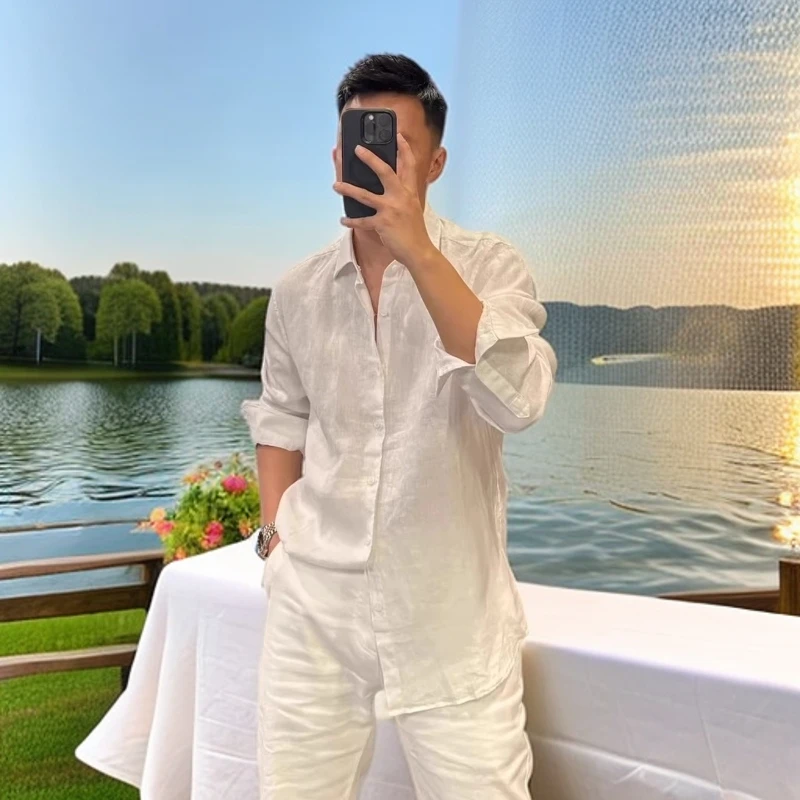 DIIIVERGOM衬衣慵懒松弛感穿搭亚麻夏季薄款衬衣老钱风轻奢休闲