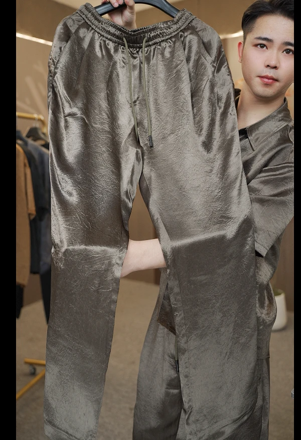 顶奢系列重磅真丝桑蚕丝轻薄透气休闲长裤