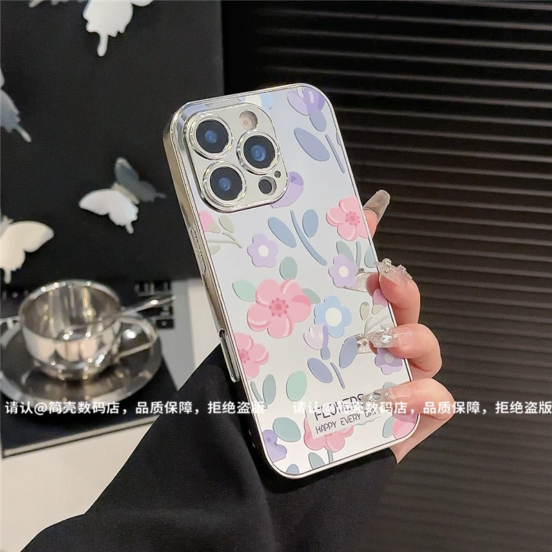 电镀直边镜面壳适用苹果16iPhone/华为荣耀/OPPO/VIVO/小米手机壳