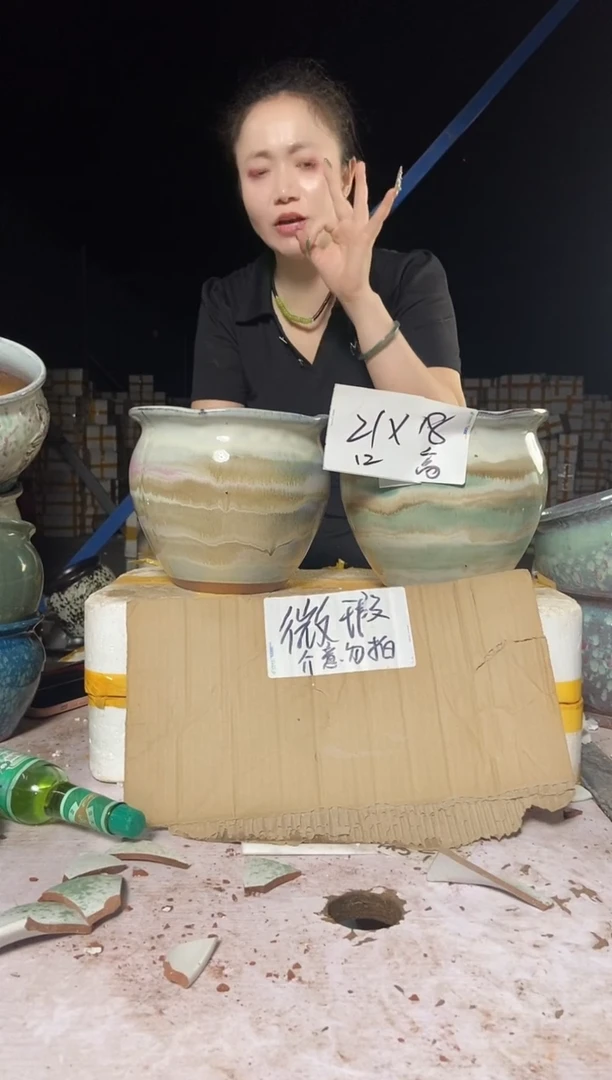 宜兴紫砂粗陶花盆21/18
