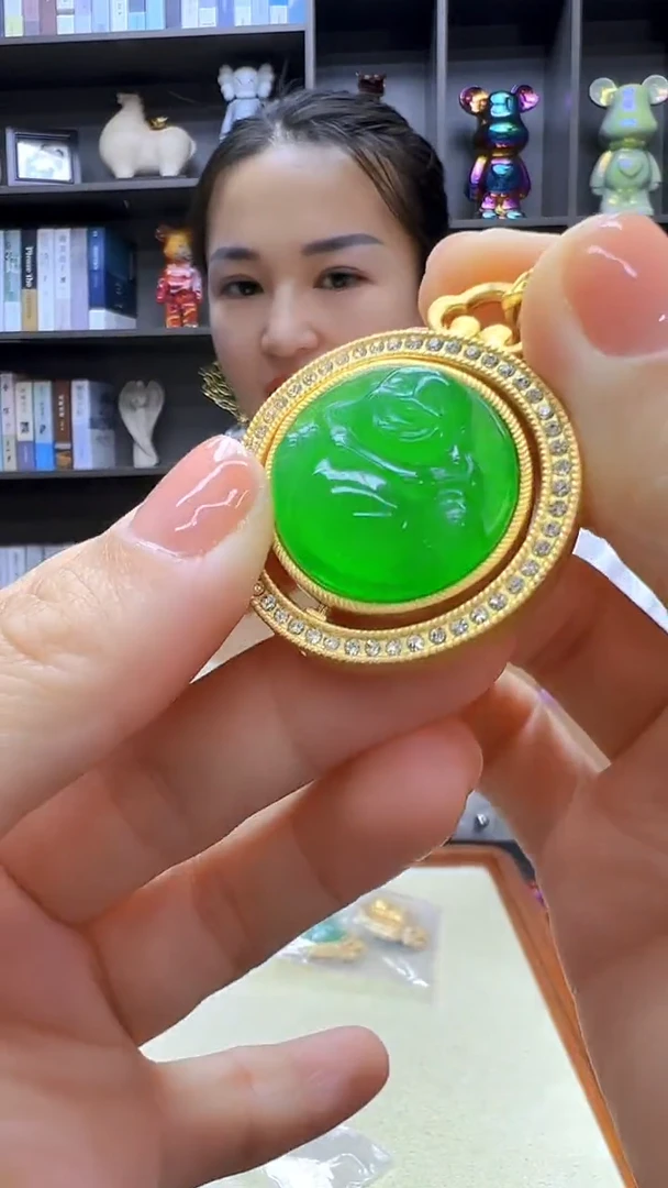 翡翠14K金镶嵌颈饰丹丹diy劲饰