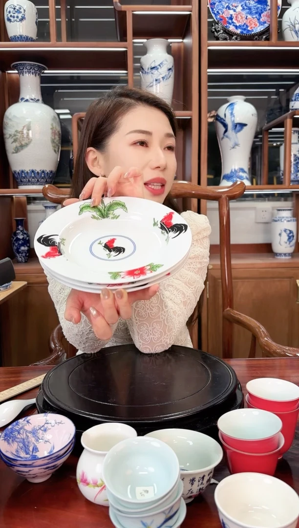 A57雄鸡破晓盘子三只