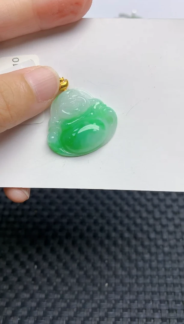 翡翠18K金镶嵌颈饰天然A货翡翠