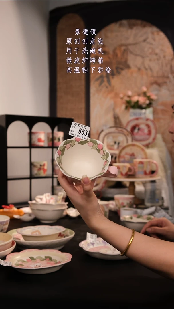 摆件景德镇手工手绘设计师款