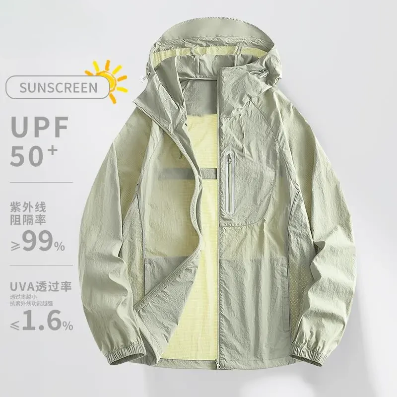 高档夏季轻薄冰丝UPF50+透气情侣款防晒衣男女防紫外线皮肤衣速干