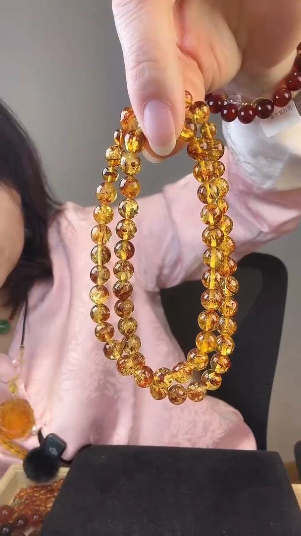 琥珀颈饰未镶嵌花珀项链07