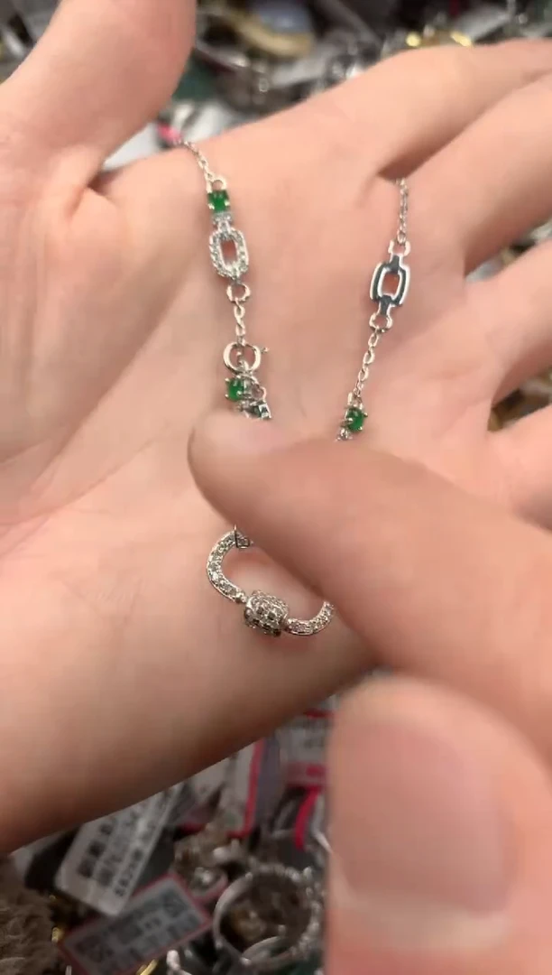 银S925镶嵌戒指翡翠444  7