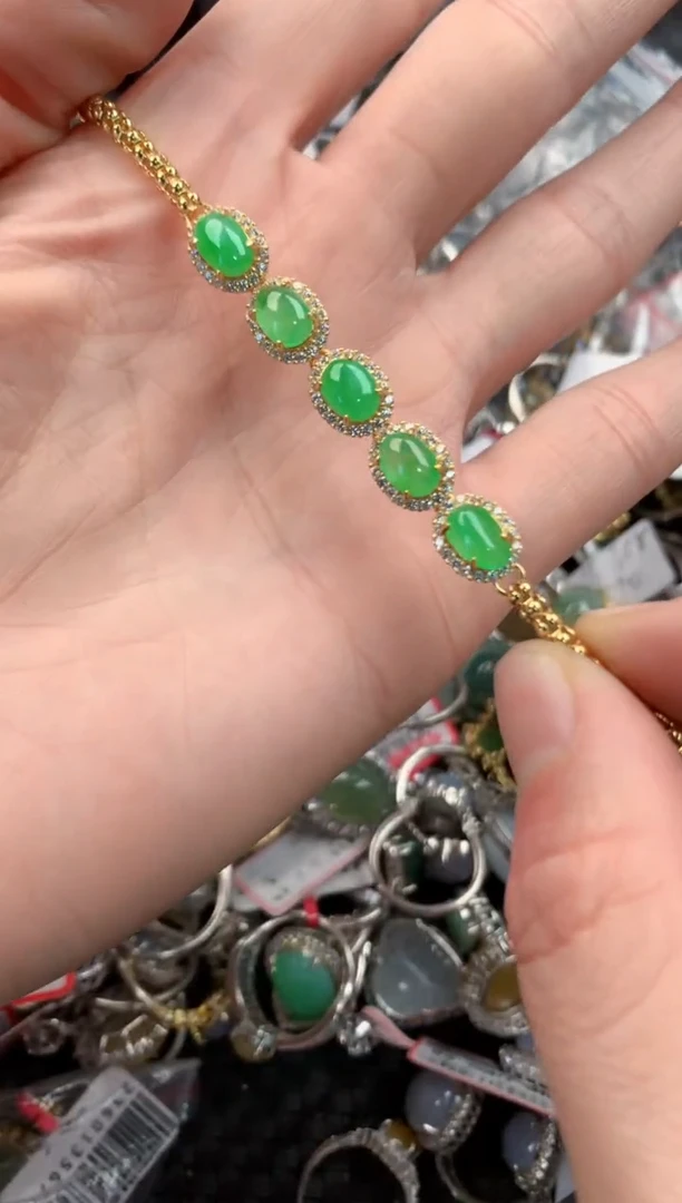 银S925镶嵌戒指翡翠777   8