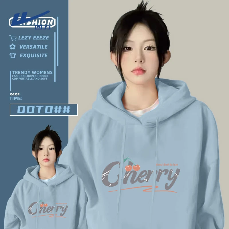 回力情侣款连帽印花薄款长袖卫衣2025春秋款百搭ins学生宽松洋气