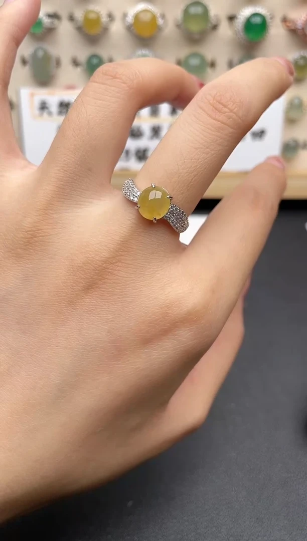 【闪购商品】翡翠戒指银S925镶嵌一物一证一礼盒