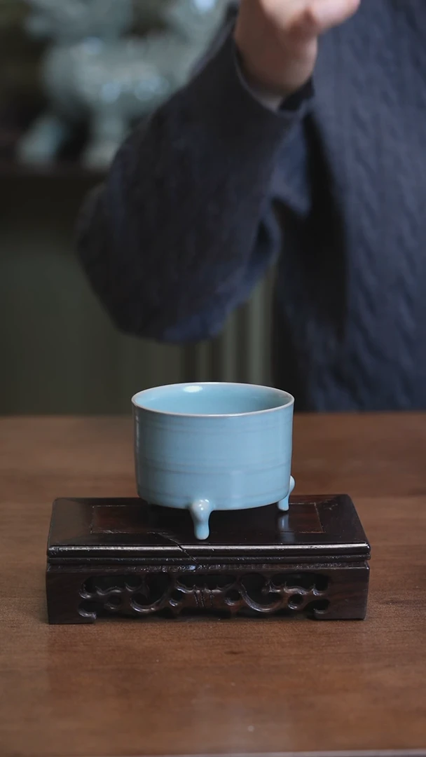 【闪购商品】Y宝丰宋官窑原产地汝瓷三足樽