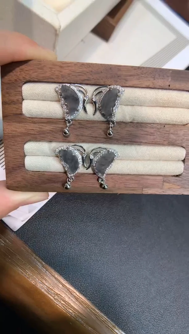 翡翠银S925镶嵌耳饰耳钉 多样性发一件