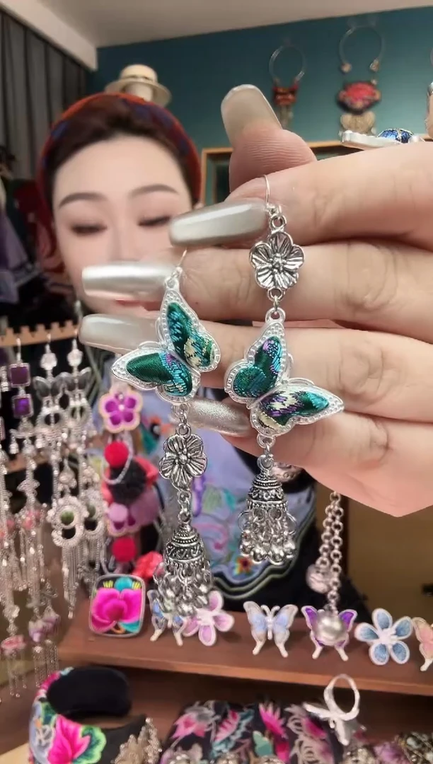 刺绣纯手工民族风刺绣耳环