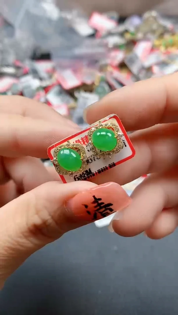 银S925镶嵌戒指翡翠天然A货缅甸翡翠