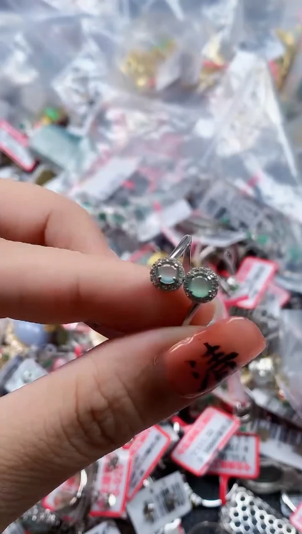 银S925镶嵌戒指翡翠天然A货缅甸翡翠