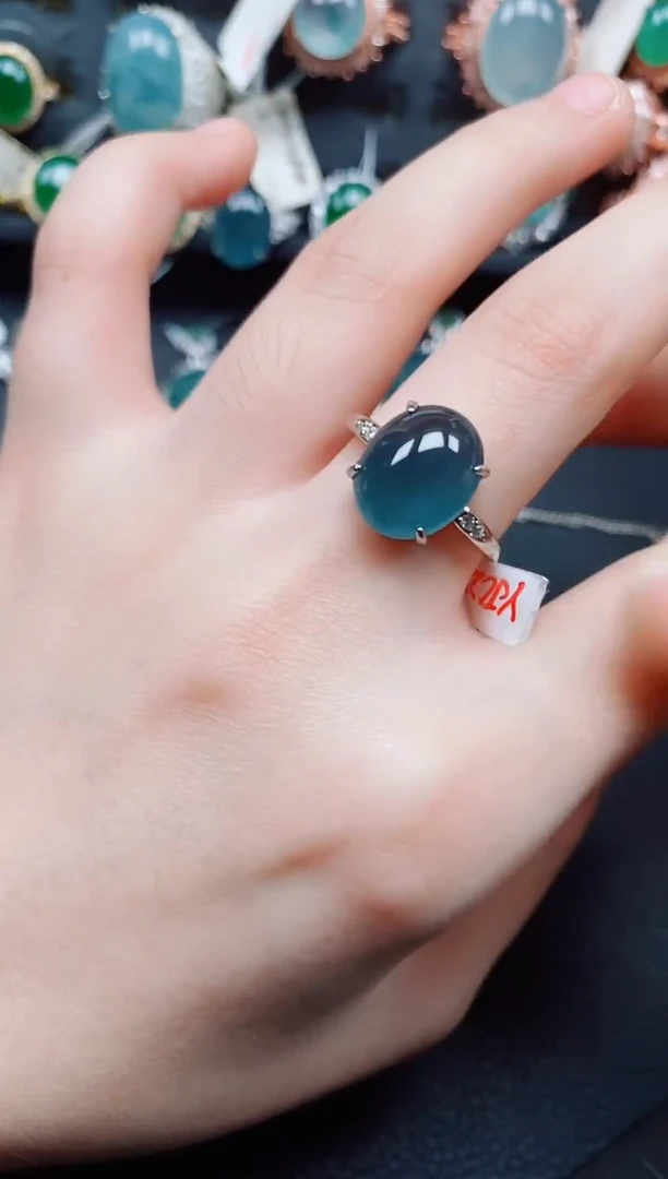 银S925镶嵌戒指翡翠翡翠