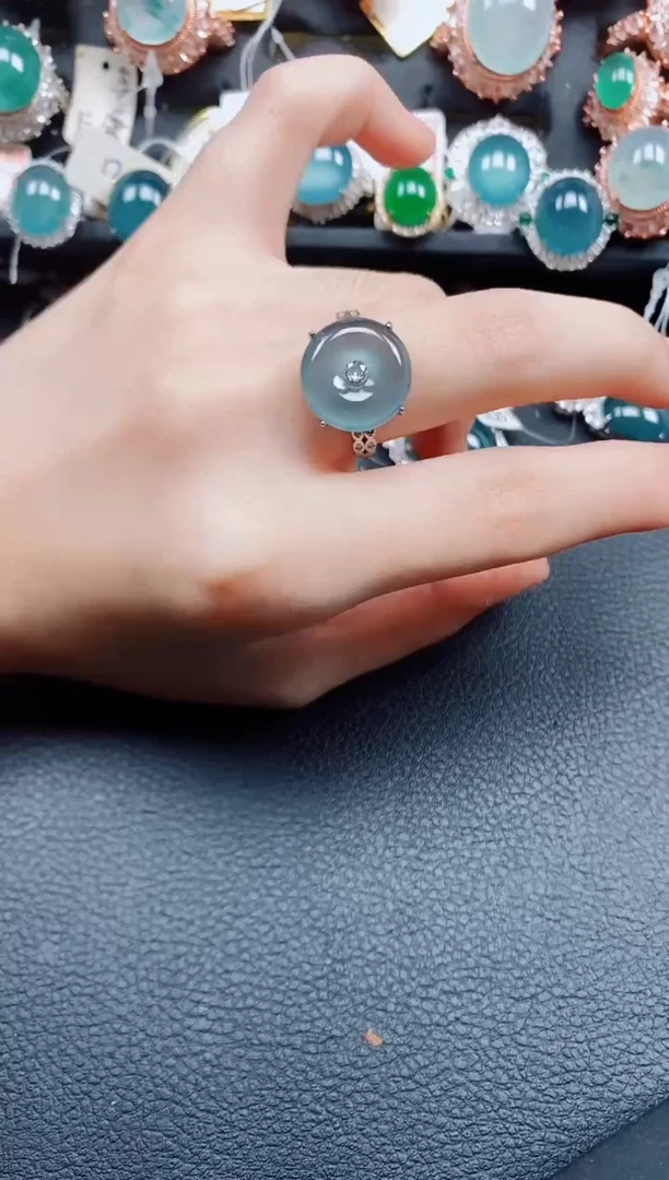 银S925镶嵌戒指翡翠翡翠