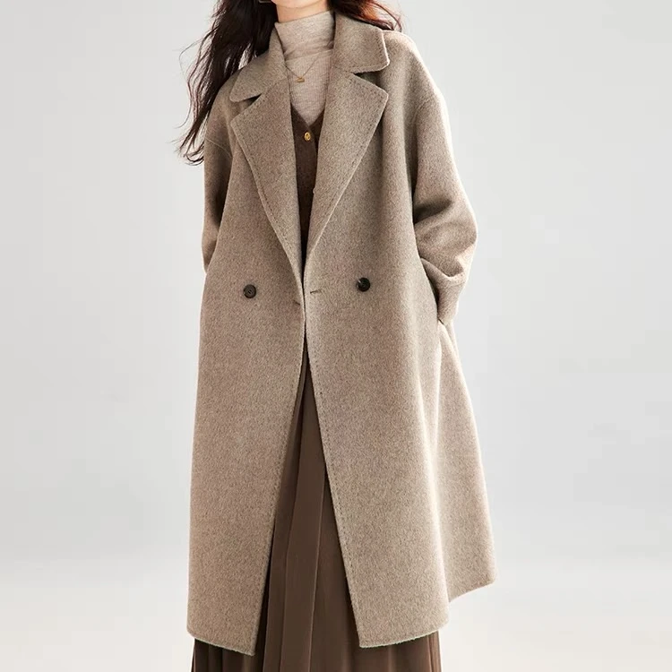 89015--韩系双面呢西装中长款高级感毛呢外套