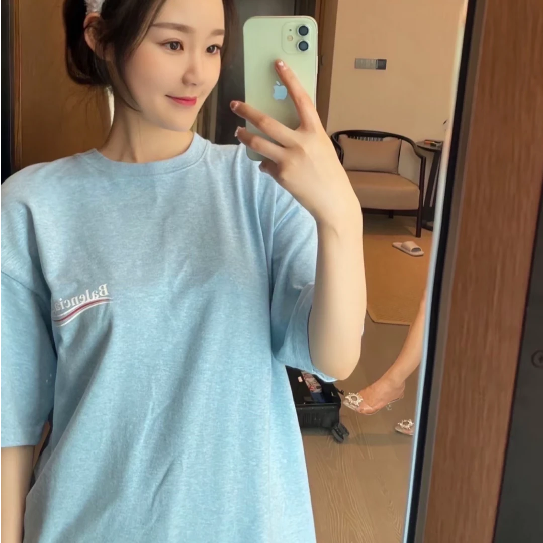 99新 Balenciaga/巴黎世家 北卡蓝色可乐印花T恤/尺码s/XH000940