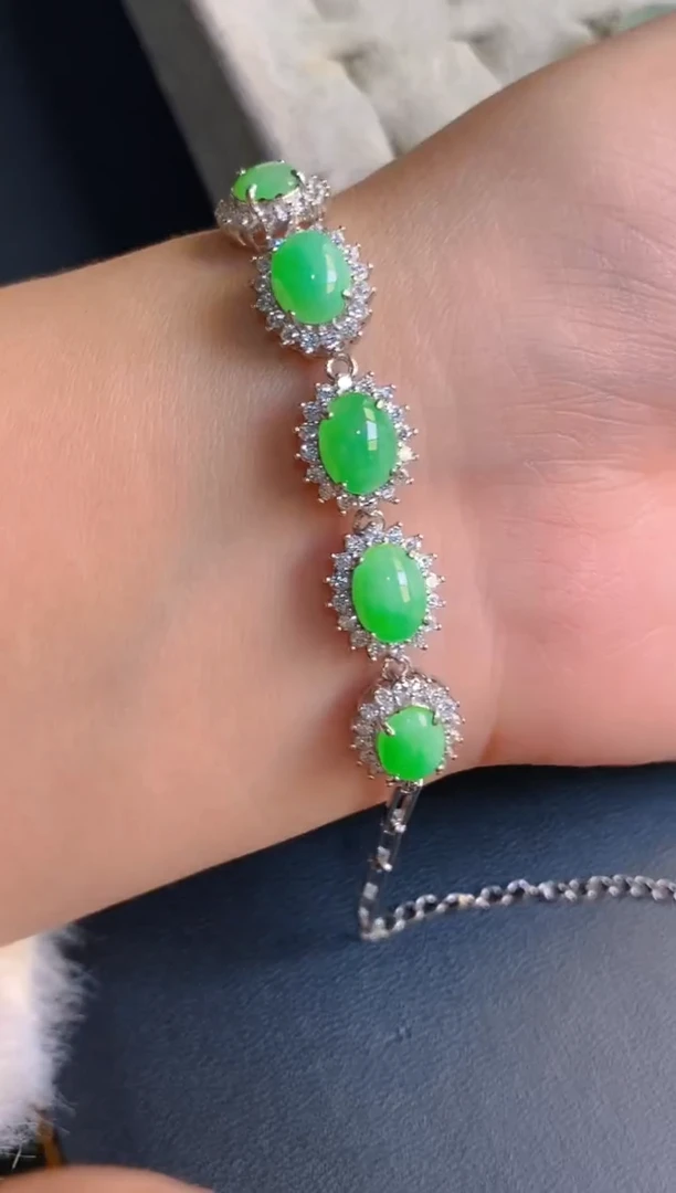 【闪购商品】翡翠耳饰银S925镶嵌天然A货翡翠1