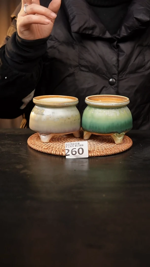 【闪购商品】瓷片260泥泥手工花盆口7-8高7-8