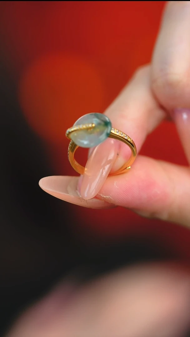 银S925镶嵌戒指翡翠*新款