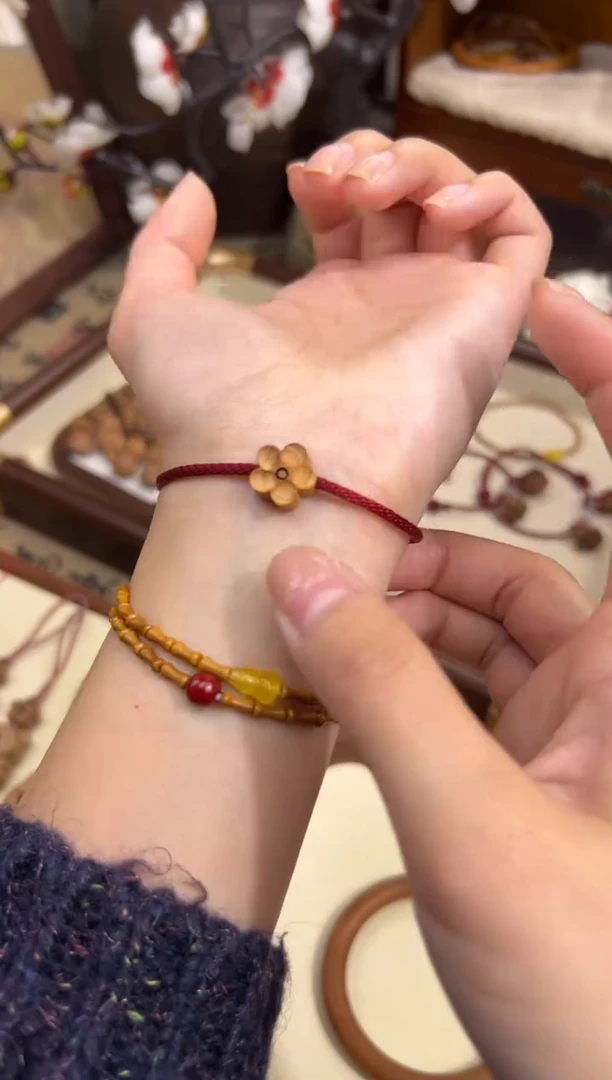 手串桃核【桃缘行】红绳「桃花」桃木桃核辟、挡、驱、护 红绳可调节