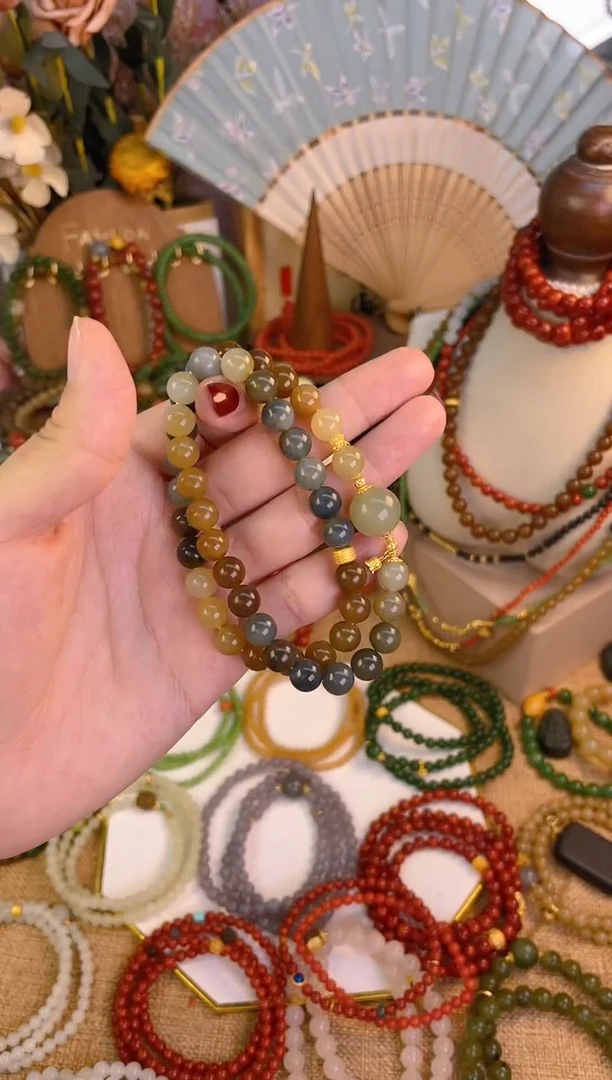 【闪购商品】和田玉双圈18K金镶嵌楼兰