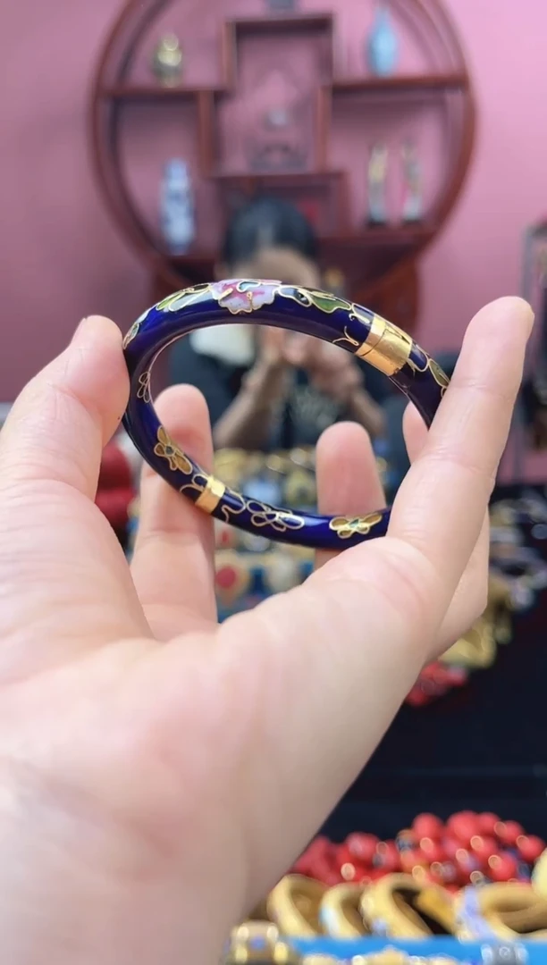 非遗 景泰蓝开口镯 55-60 宝蓝