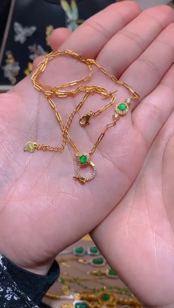 【闪购商品】翡翠套链银S925镶嵌项链