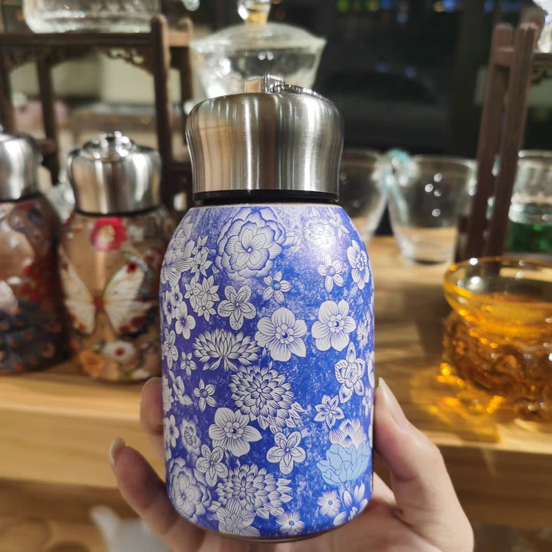 青花满枝  小胖丁保温杯  保温壶1066