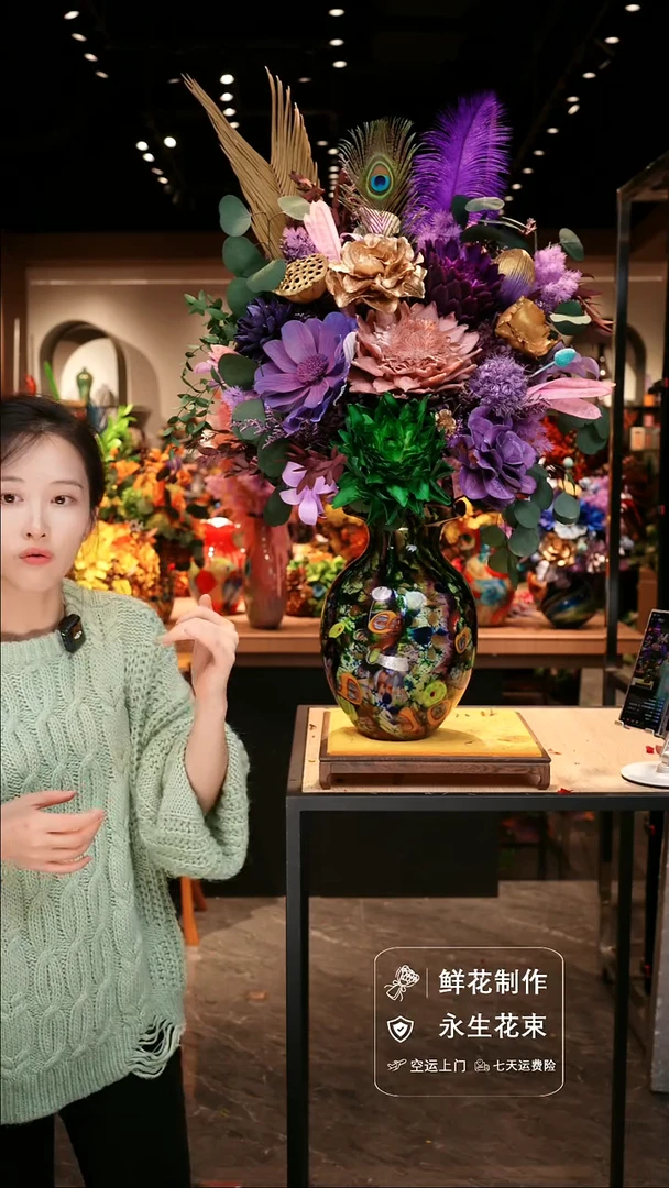 手工艺品琉璃手工花器花束空运包邮送货上门-以图片为准