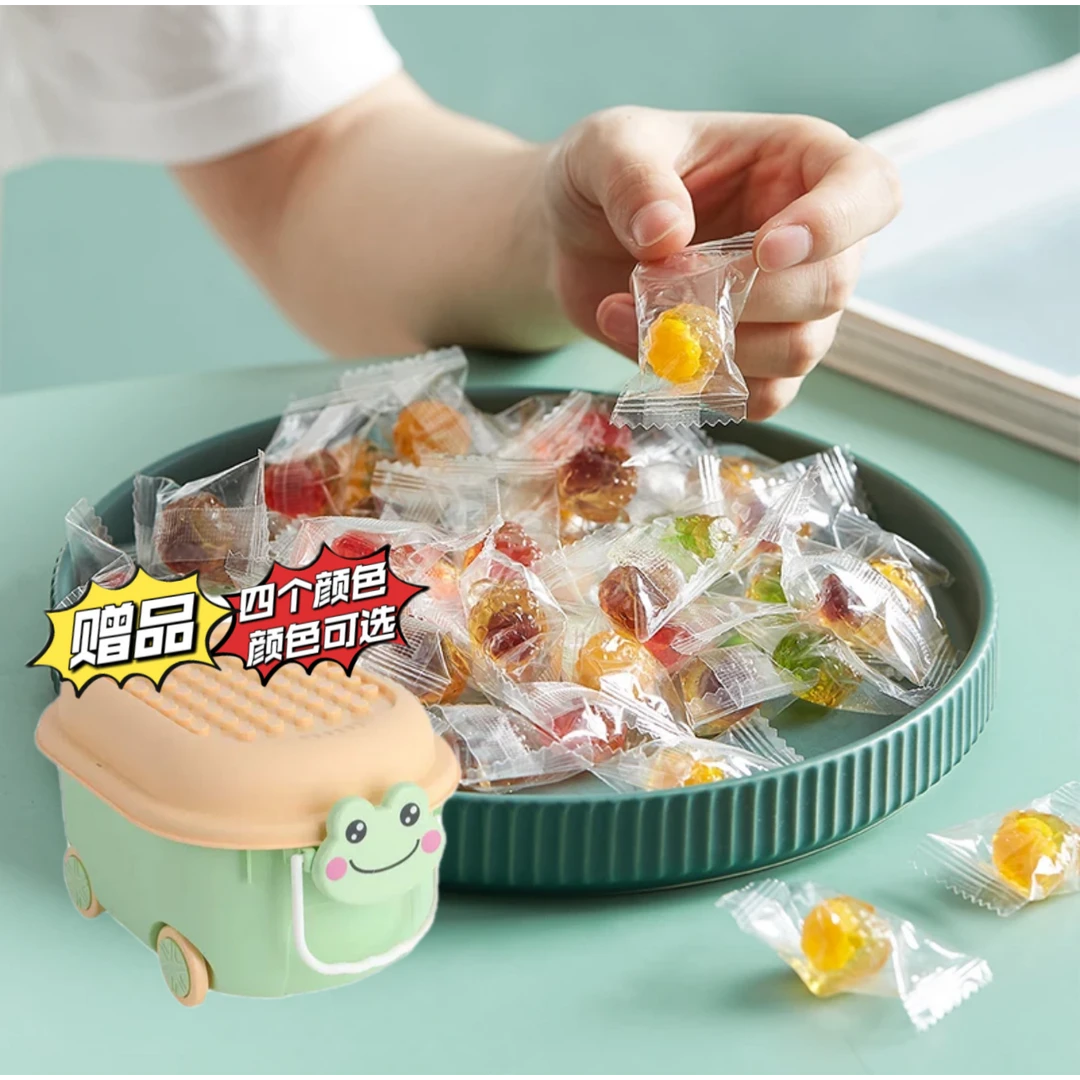 【赠桶】年货零食爆浆果汁软糖添加维生素C水果高颜值糖果250118