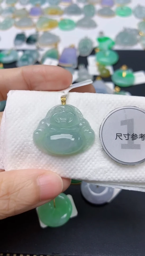 翡翠18K金镶嵌颈饰天然缅甸A货翡翠