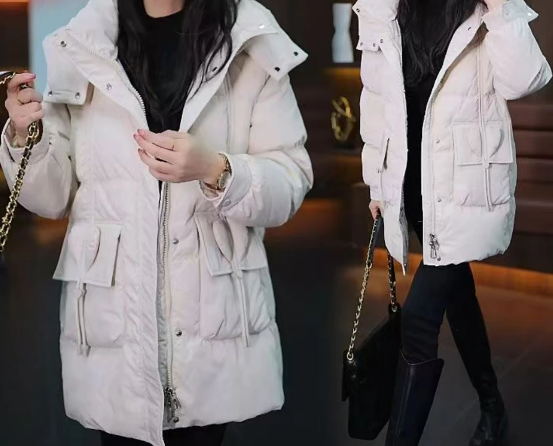 女士休闲保暖中长款棉服902-A331