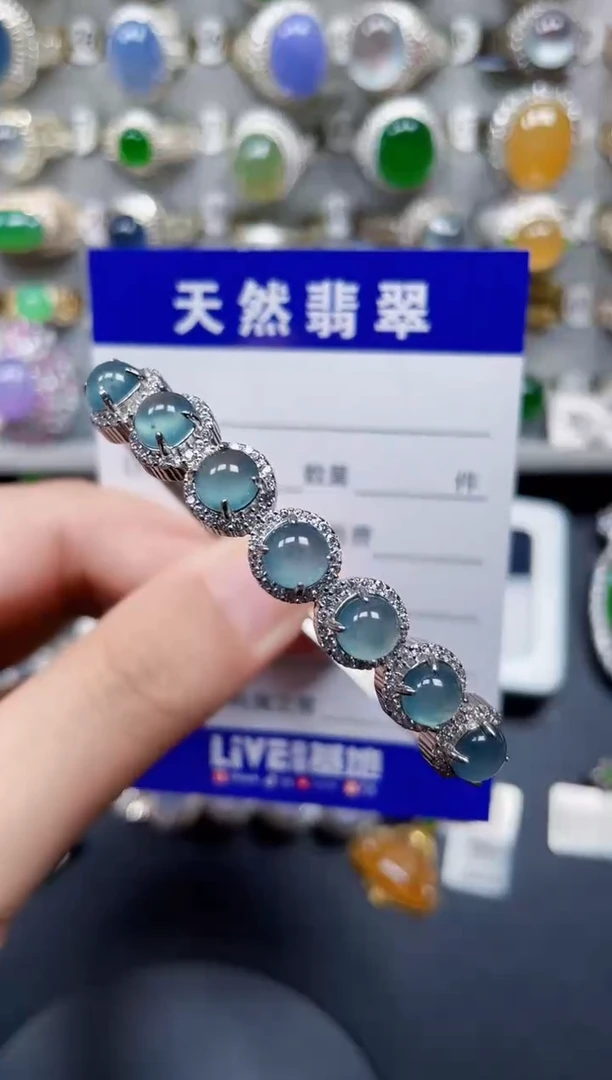 银S925镶嵌手镯翡翠159