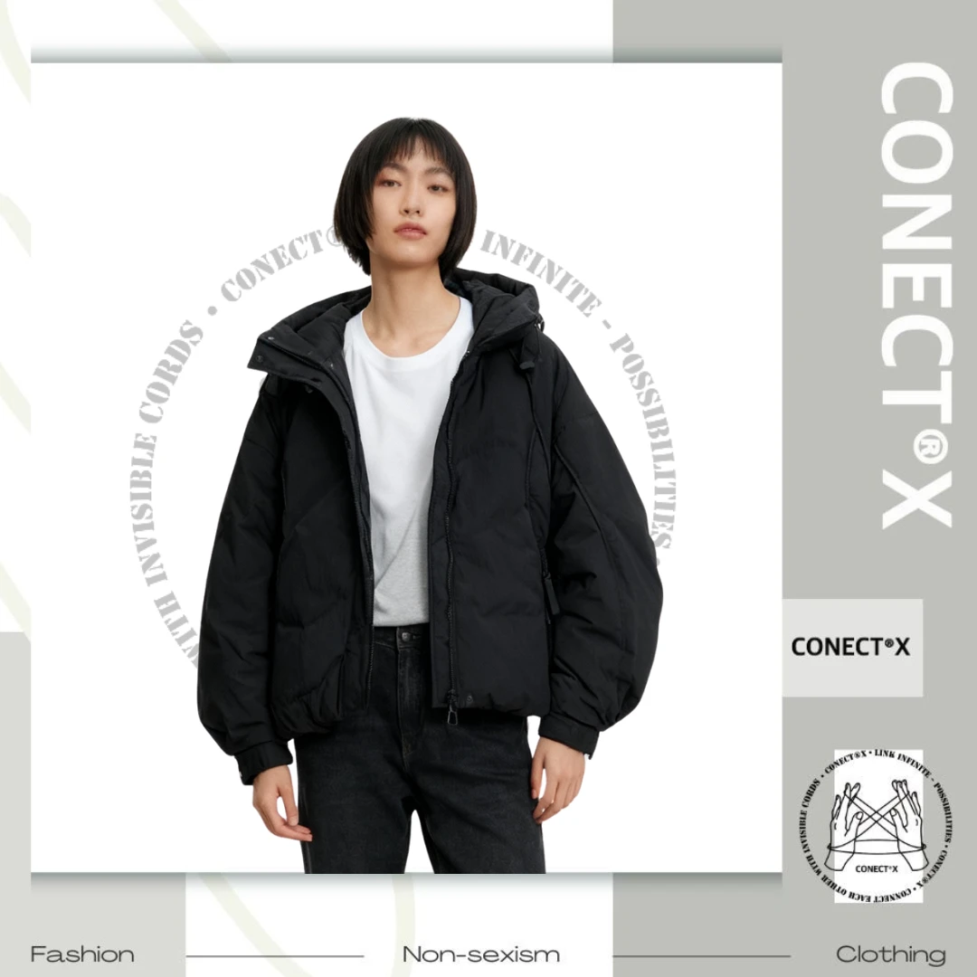 CONECTX厚款短款保暖白鸭绒潮流情侣羽绒服男女同款C54145283