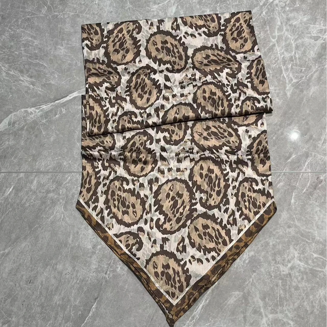 （豹纹腰果）异形飘带长巾45*150左右围巾