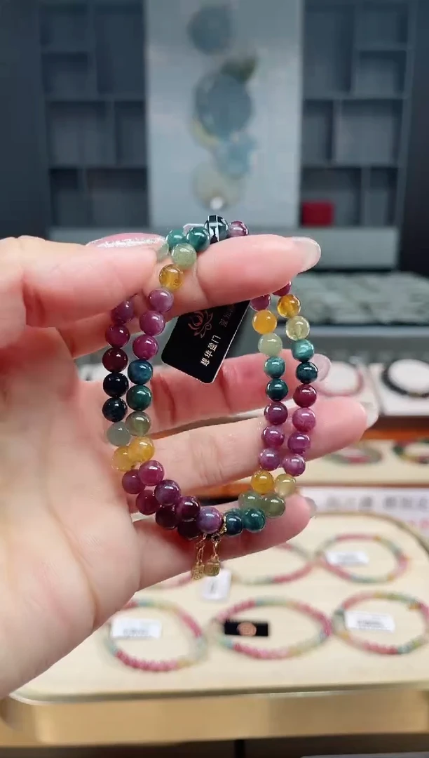 未镶嵌老矿碧玺单圈手串6mm+碧玺（多样性发一条）T