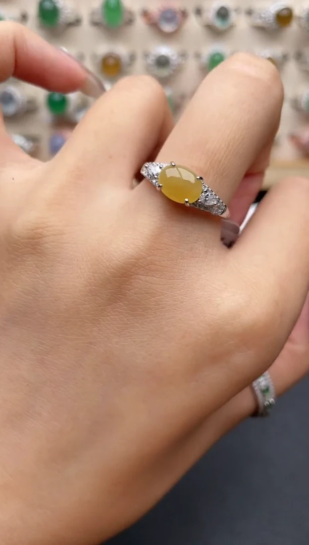 【闪购商品】翡翠银S925镶嵌戒指一物一证一礼盒