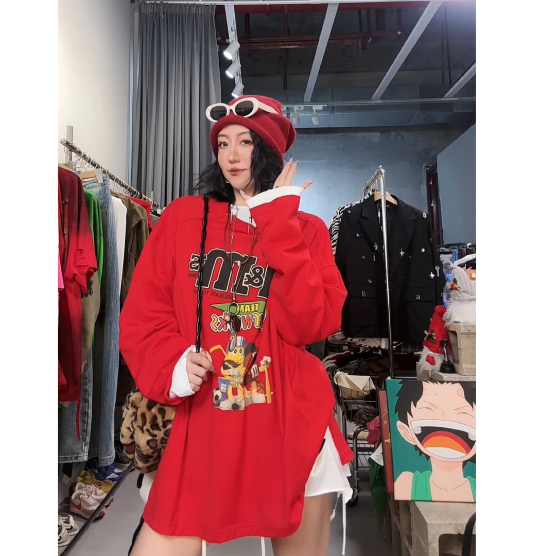 入秋粉丝福利 初秋新款  FISHYU正版 红色 M豆棉质大版长袖T恤