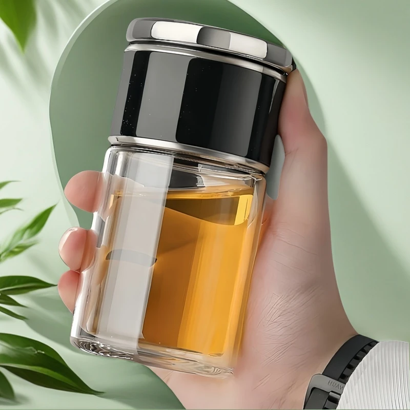 明协国潮风茶水分离杯蛇年高颜值双层隔热陶瓷内胆泡茶控浓度神器