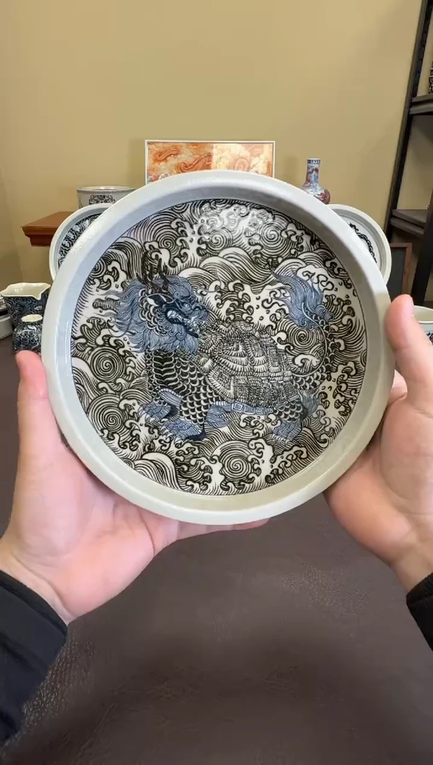 二号釉龙龟纹壶承