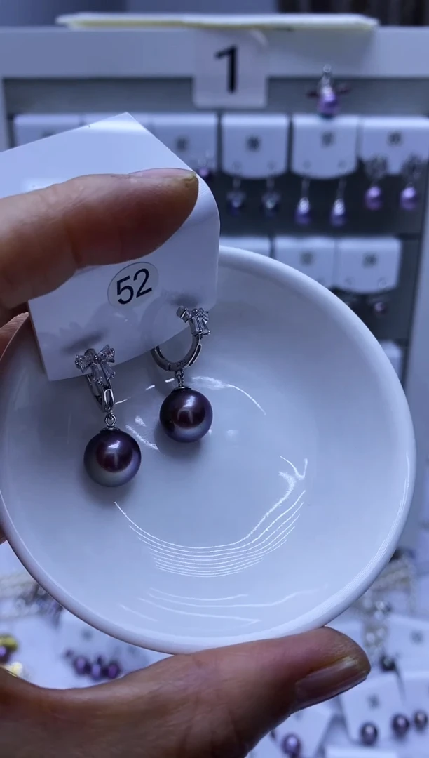 银S925镶嵌耳饰淡水珍珠52