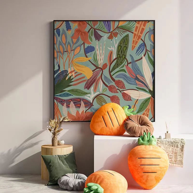 多巴胺高级花卉彩色画法式手工砂岩肌理客厅卧室餐厅走廊挂画