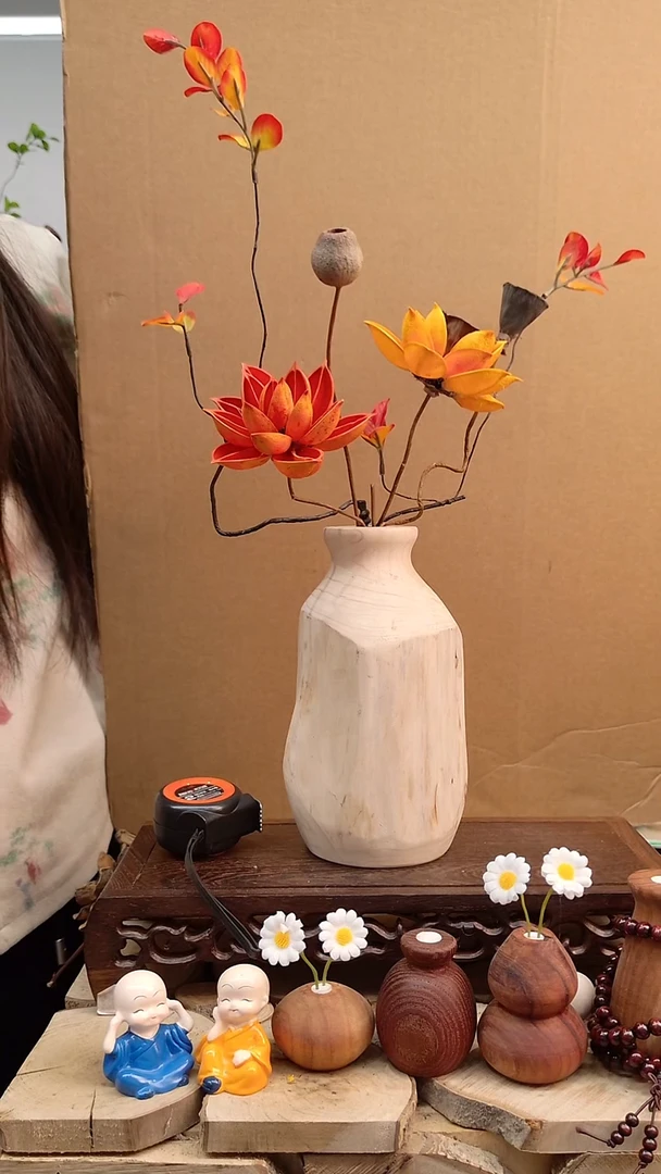 木实木花瓶配花一套