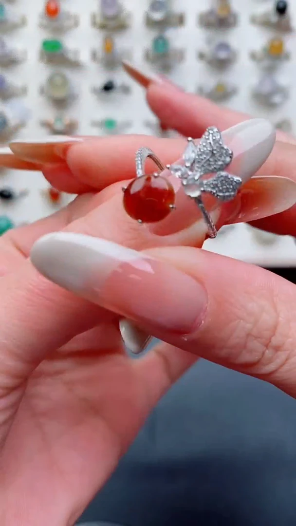 银S925镶嵌戒指翡翠...