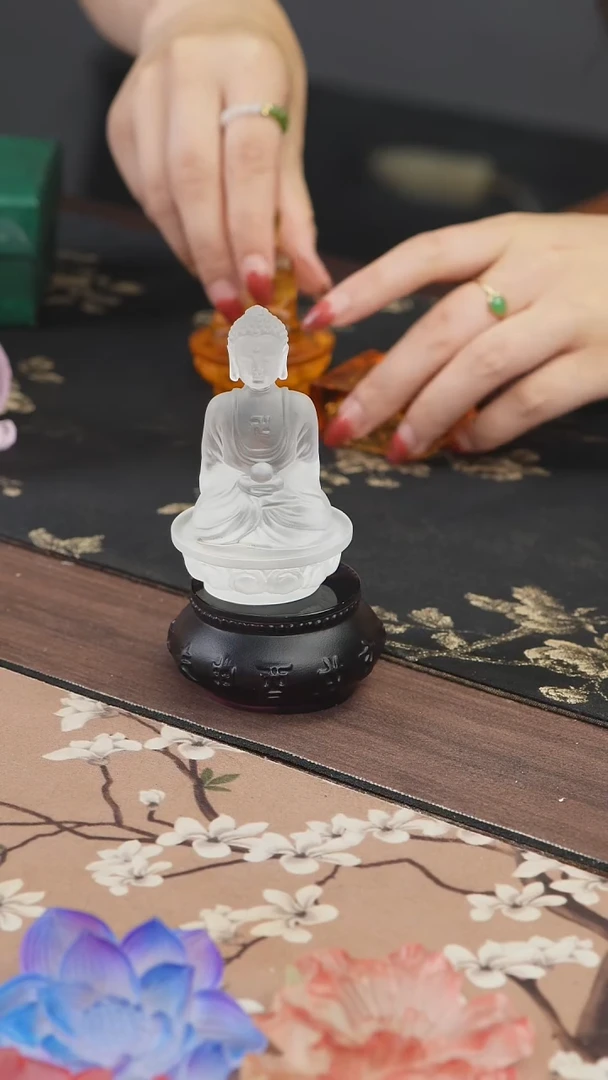手工艺品琉璃白色药师佛茶宠摆件