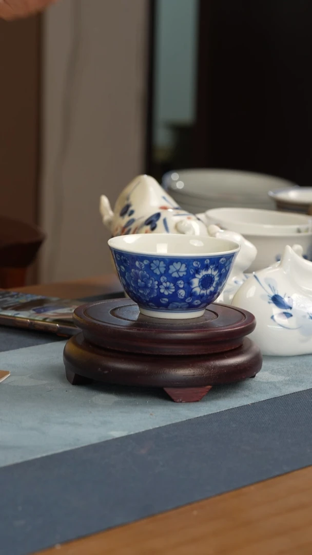 杯子【此木柴窑】青花万花