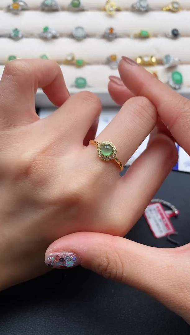 银S925镶嵌戒指翡翠7777777+8